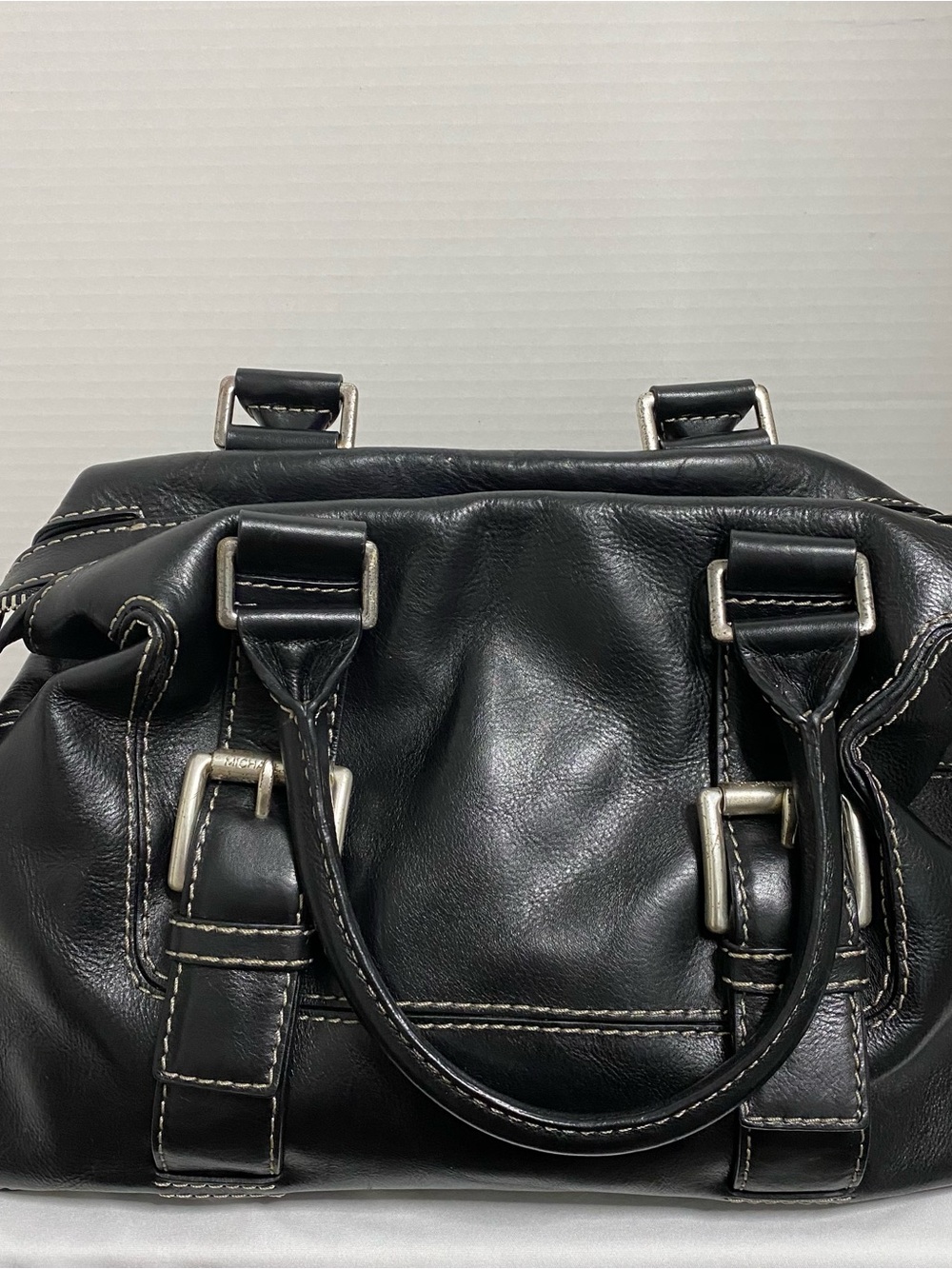 Michael Kors Black Leather Tote with Cream Interior Lining